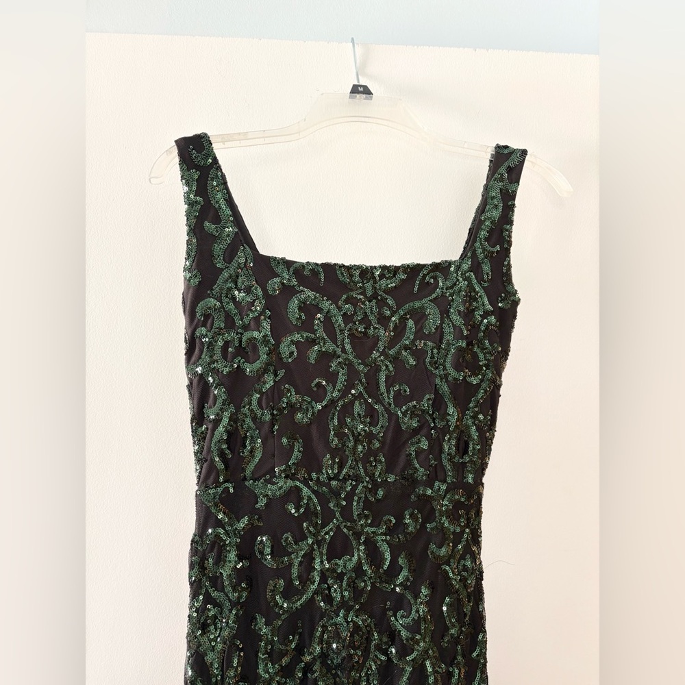 Windsor jovie black green sequin gown prom dress small - Picture 4 of 8